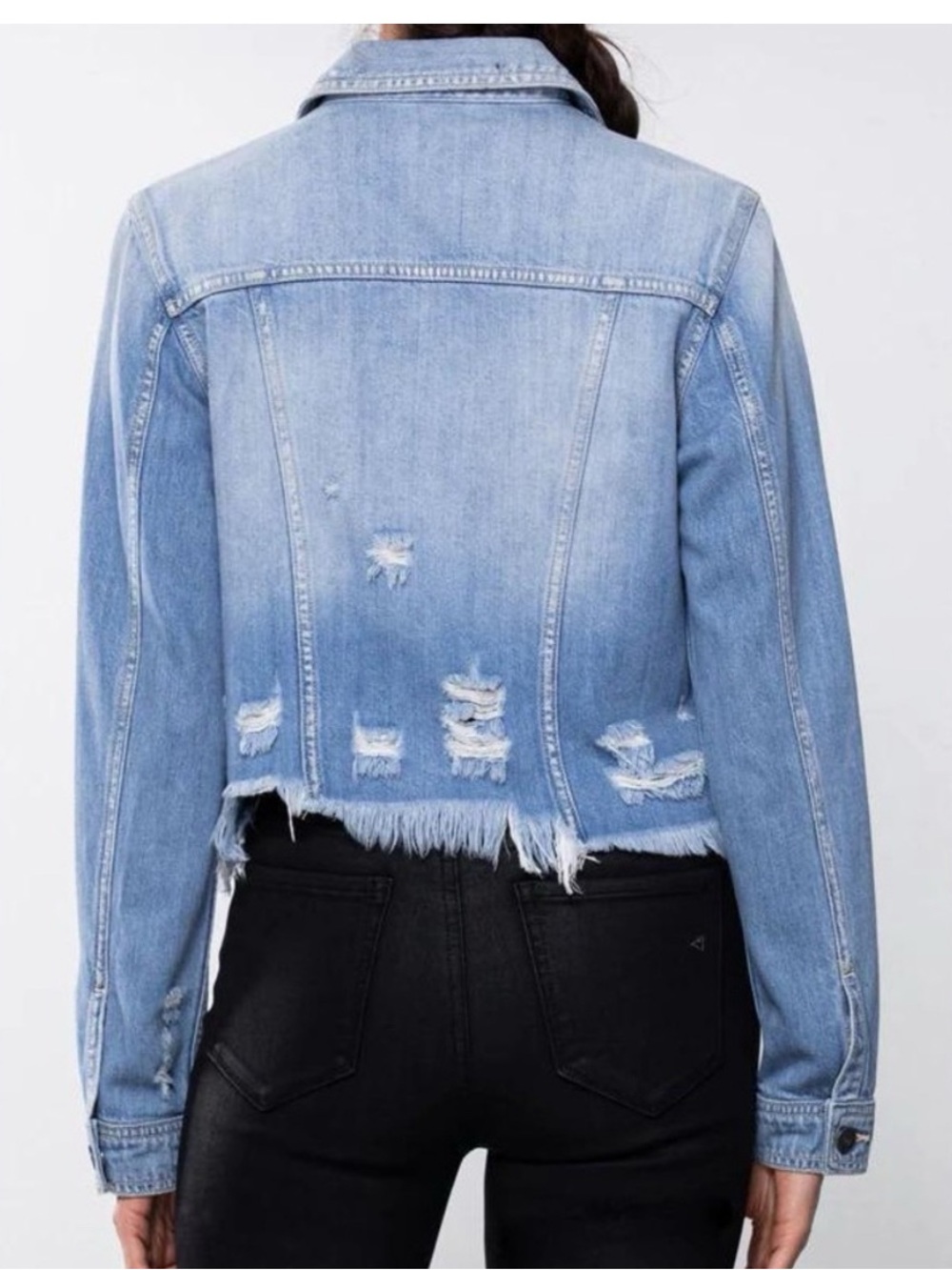 Hidden Jeans Light Blue Distressed Cropped Denim Jacket - Picture 2 of 6